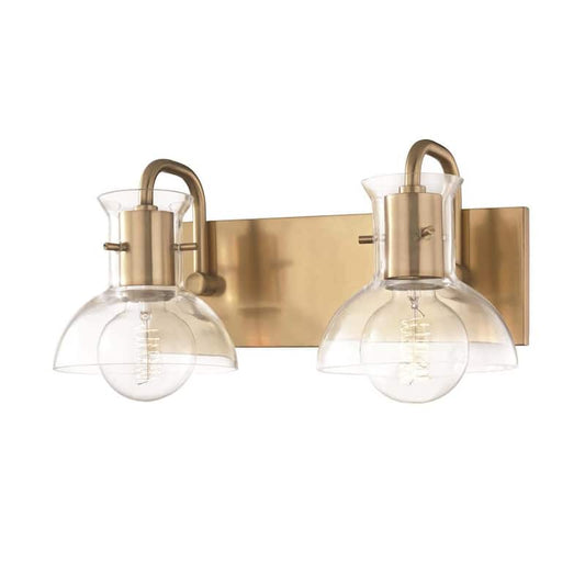 Riley 13.5 in. 2 Light Aged Brass Vanity Light