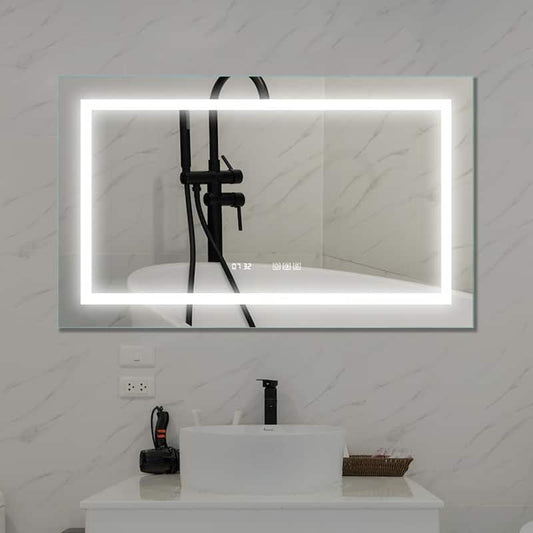 40 in. W x 24 in. H Rectangular Frameless LED Anti-Fog Wall Mounted Bathroom Vanity Mirror with Touch Switch in Black