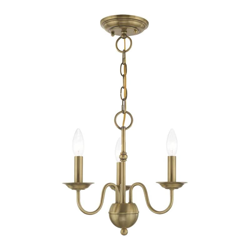 Windsor 3 Light Antique Brass Mini Chandelier