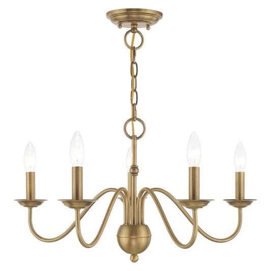 Windsor 5 Light Antique Brass Chandelier