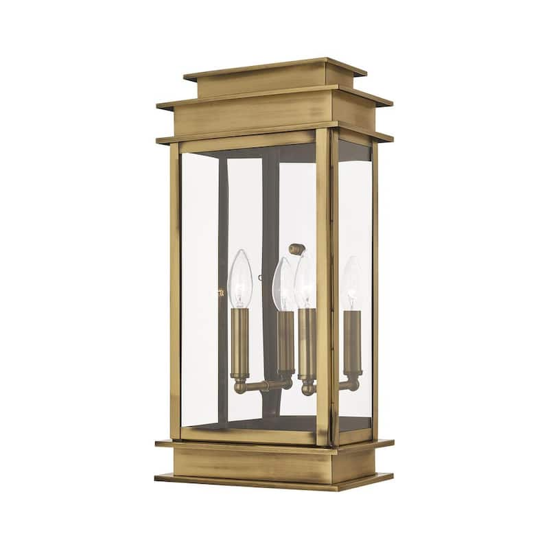 Princeton 2-Light Antique Brass Outdoor Wall Lantern Sconce