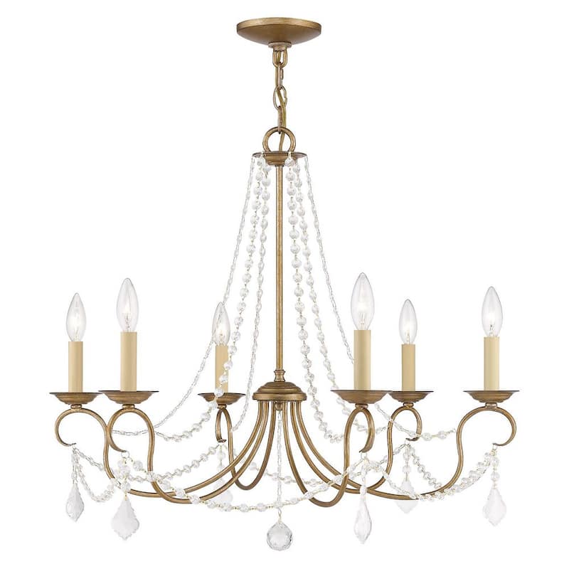 Pennington 6 Light Antique Gold Leaf Chandelier