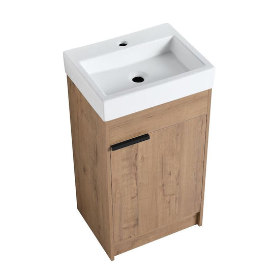 19 in. W x 15. in D. x 35 in. H Bath Vanity in Imitative Oak with White Top