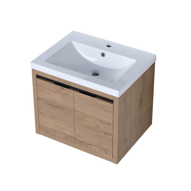 24 in. W x 18 in. D x 20 in. H Bath Vanity in Imitative Oak with White Resin Top