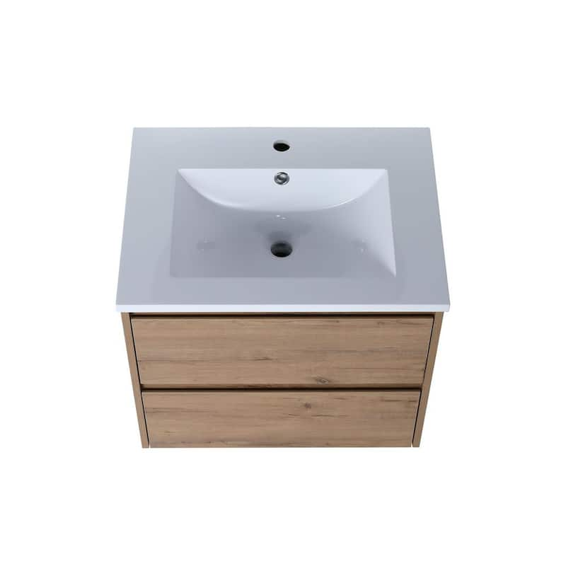 24 in.W x 18. inD. x 20 in.H Bath Vanity in Imitative Oak with White Resin Top