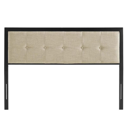 Teagan in Black Beige Tufted Full Headboard