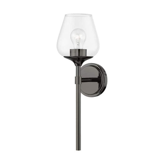 Willow 1-Light Black Chrome Wall Sconce with Clear Glass