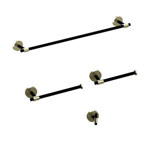 4-Piece Bath Hardware Set with Towel Bar Toilet Paper Holder Double Towel Hook in Stainless Steel Matte Black