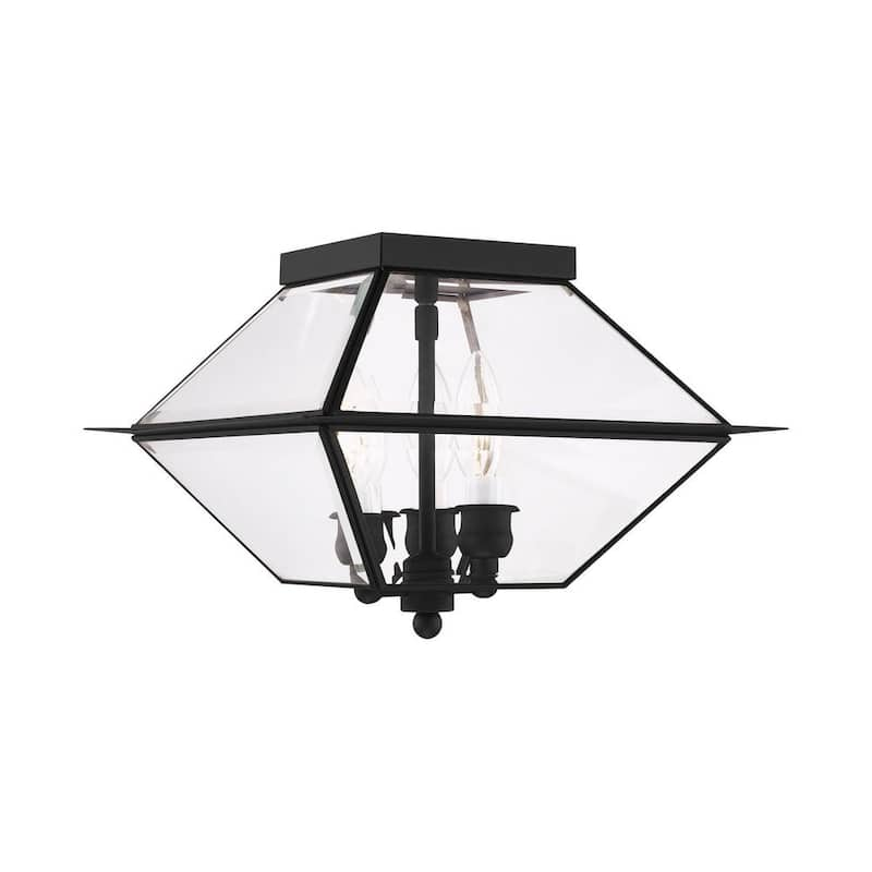 Westover 3 Light Black Outdoor Flush Mount Light