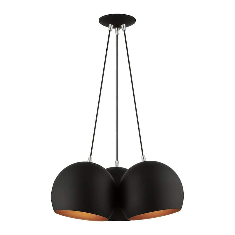 Piedmont 3-Light Black Globe Pendant Light