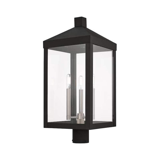 Nyack 3-Light Black Outdoor Post Top Lantern