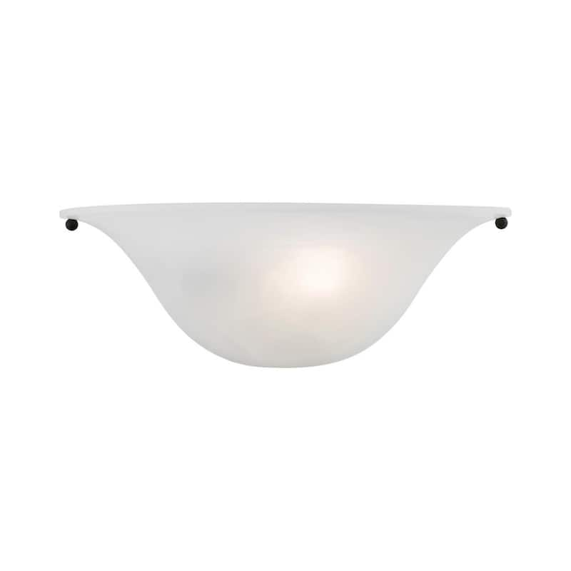 Wynnewood 1-Light Black Wall Sconce with Alabaster Glass