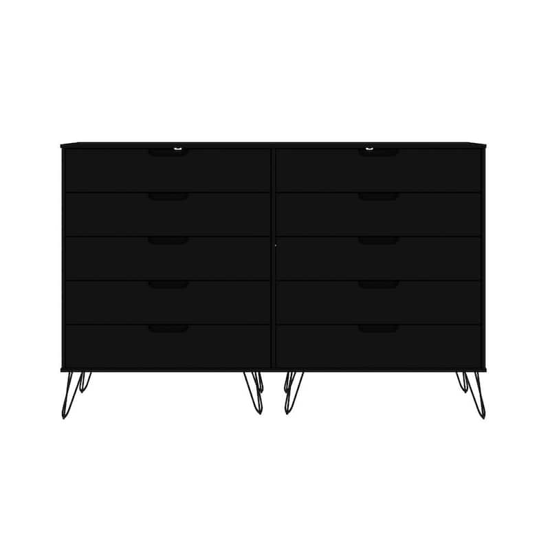 Rockefeller 10-Drawer Black Double Tall Dresser (44.57 in. H x 69.72 in. W x 19.02 in. D)