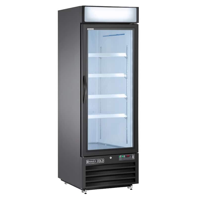 27 in. Merchandiser Freezer with Automatic Defrost Cycle, Reach-In Freezer, 23 cu. ft. Black