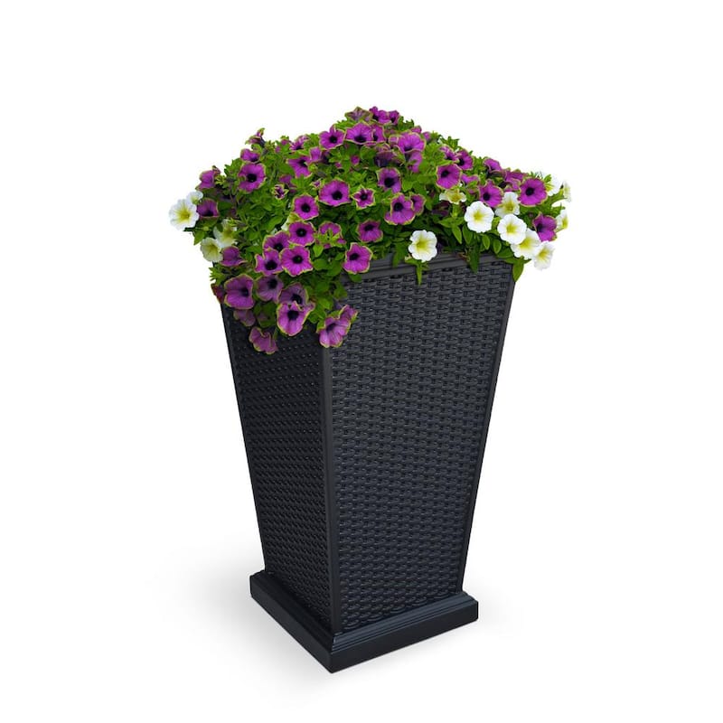 Wellington 28 in. Tall Black Polyethylene Planter