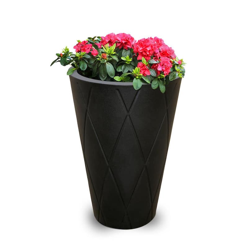 Versailles 26 in. Tall Self-Watering Black Polyethylene Planter