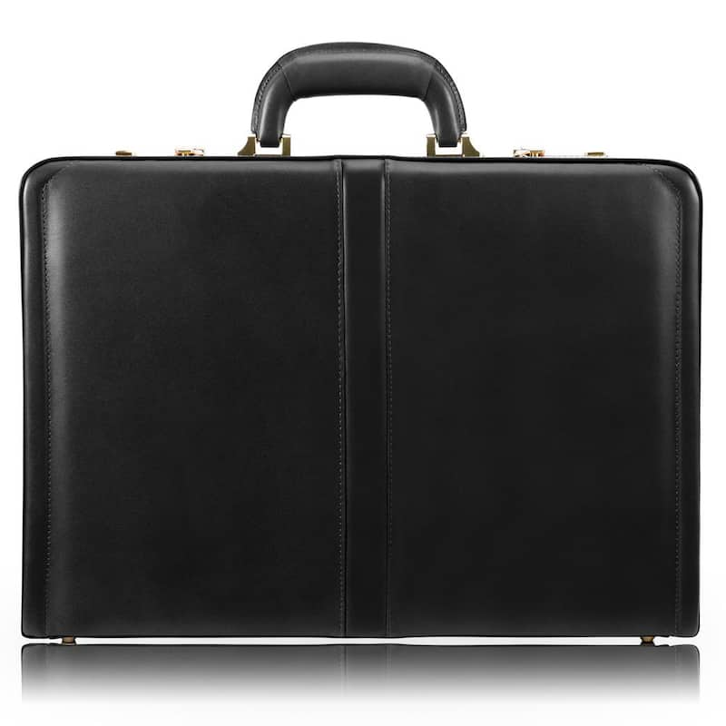 Reagan Top Grain Cowhide Black Leather 3.5 in. Attache Briefcase