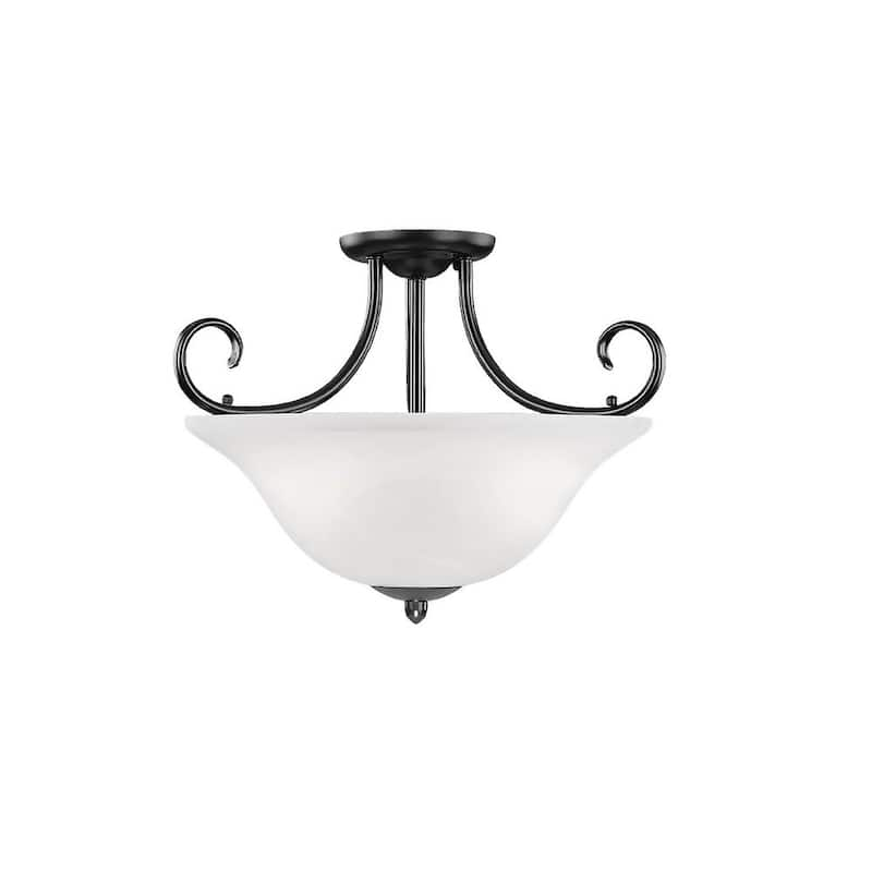 18 in. 3-Light Black Semi-Flush