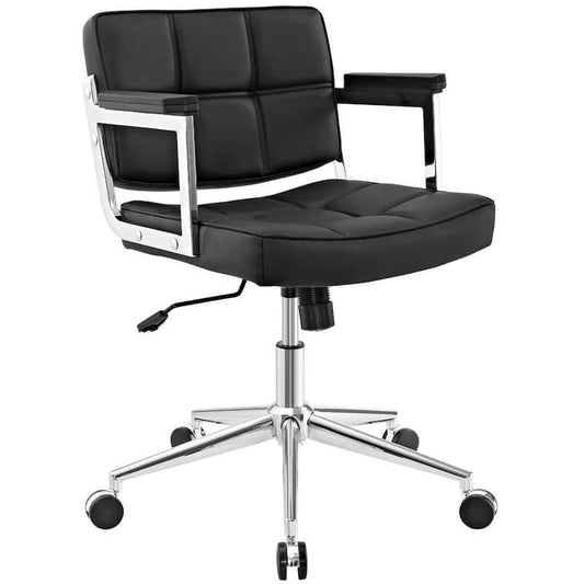 Portray Black Mid Back Upholstered Vinyl Office Chair