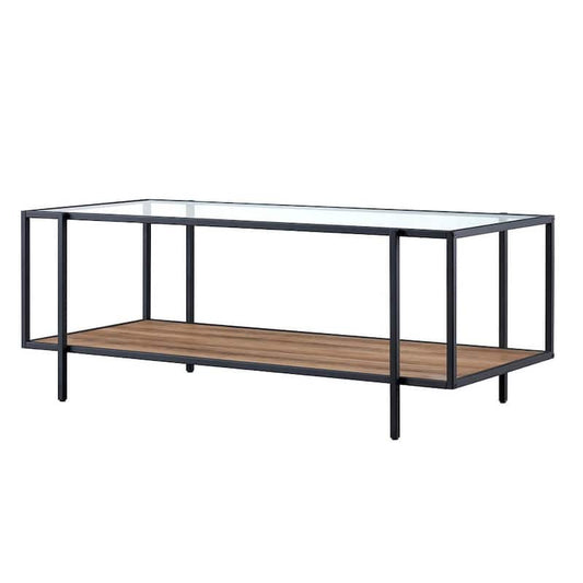 Vireo 45 in. Blackened Bronze and Rustic Oak Rectangular Coffee Table