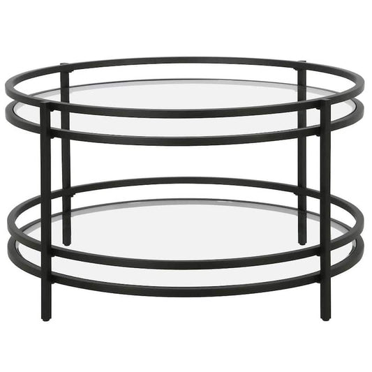 Robillard 32 in. Blackened Bronze Glass Round Coffee Table