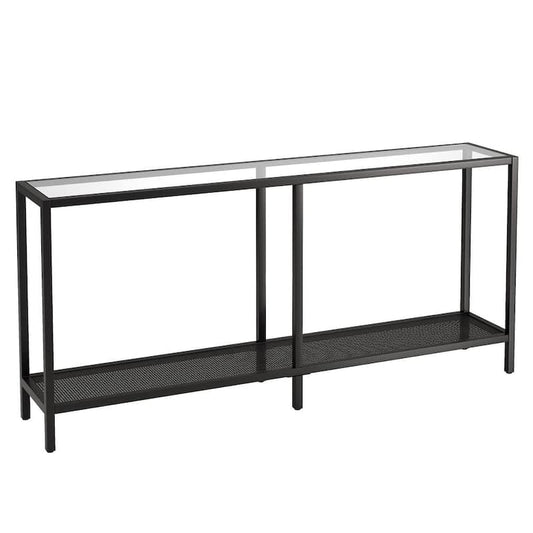 Rigan 64 in. Rectangle Blackened Bronze Glass Console Table