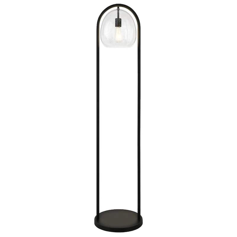 Sydney 64 in. Blackened Bronze Floor Lamp with Seeded Glass Shade