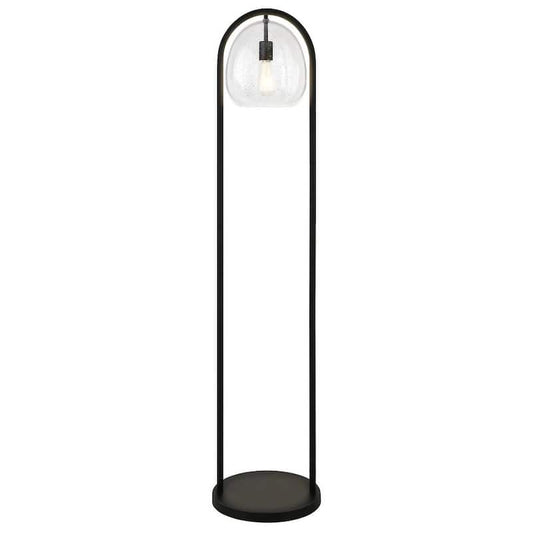 Sydney 64 in. Blackened Bronze Floor Lamp with Seeded Glass Shade