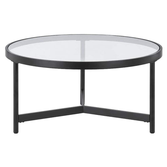 Yara 32 in. Blackened Bronze Round Glass Coffee Table