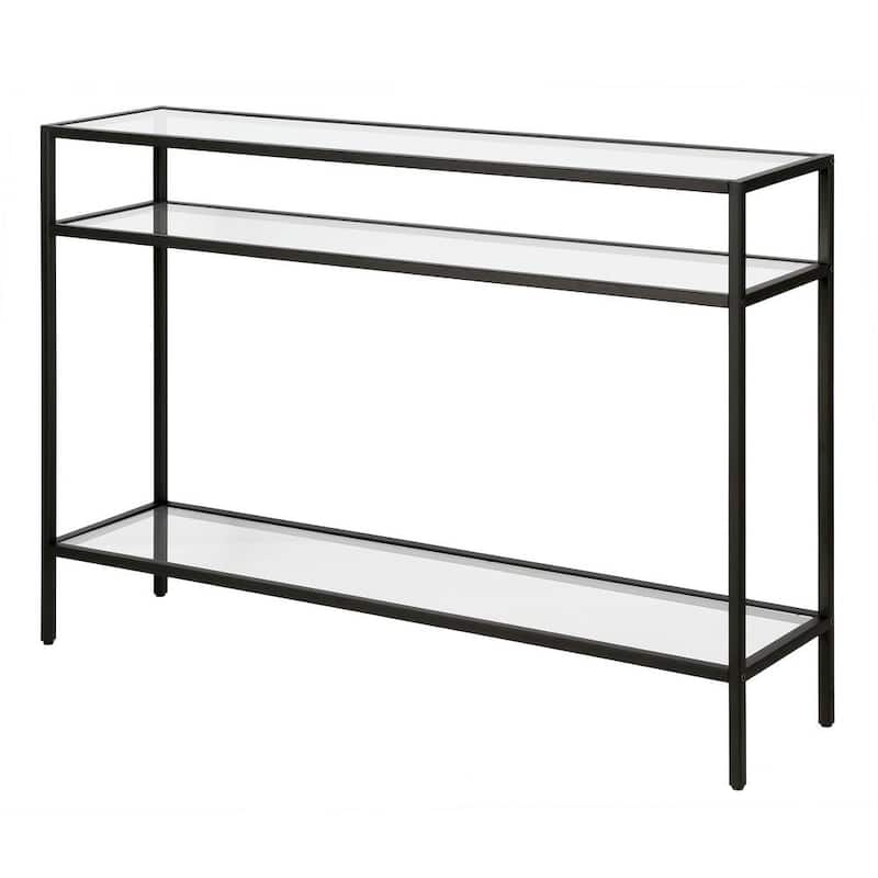 Siviline 42 in. Blackened Bronze Rectangle Glass Top Console Table