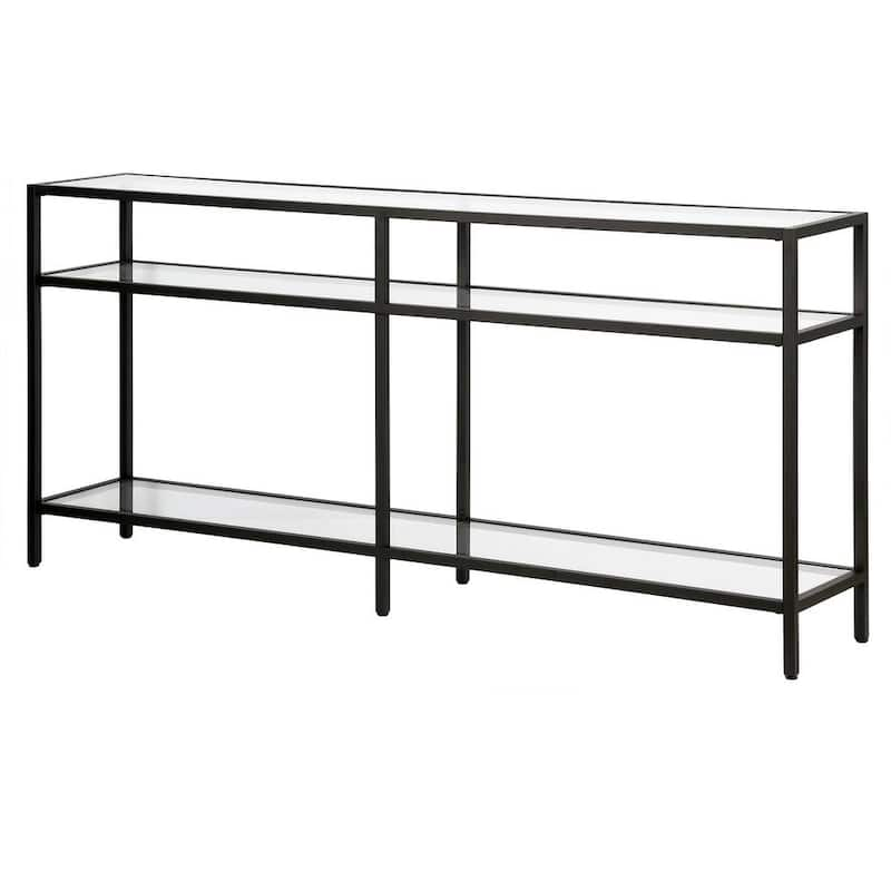 Sivil 64 in. Blackened Bronze Rectangle Glass Console Table