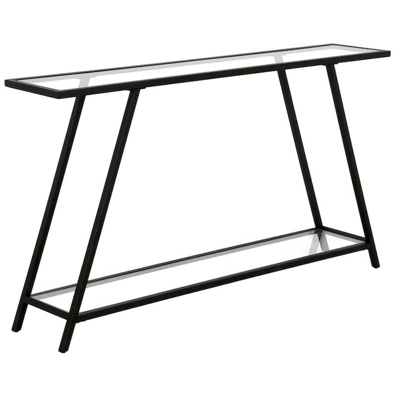 Yair 52 in. Rectangle Blackened Bronze Glass Console Table