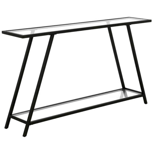 Yair 52 in. Rectangle Blackened Bronze Glass Console Table