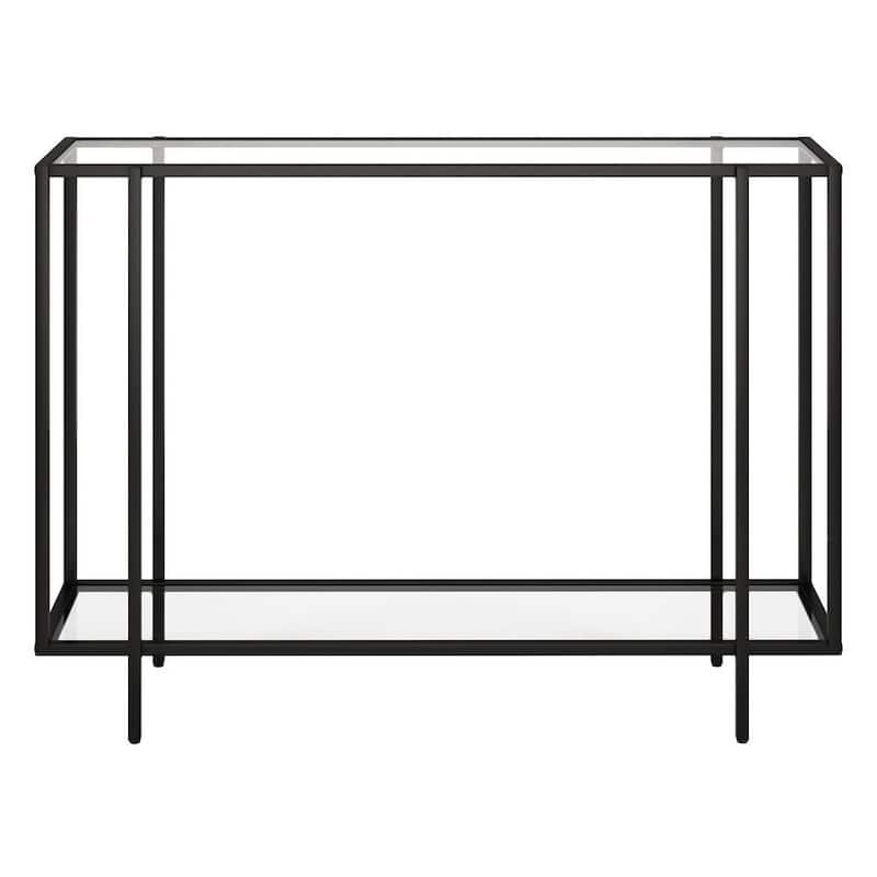 Vireo 42 in. Blackened Bronze Rectangle Console Table with Glass Shelf