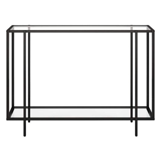 Vireo 42 in. Blackened Bronze Rectangle Console Table with Glass Shelf