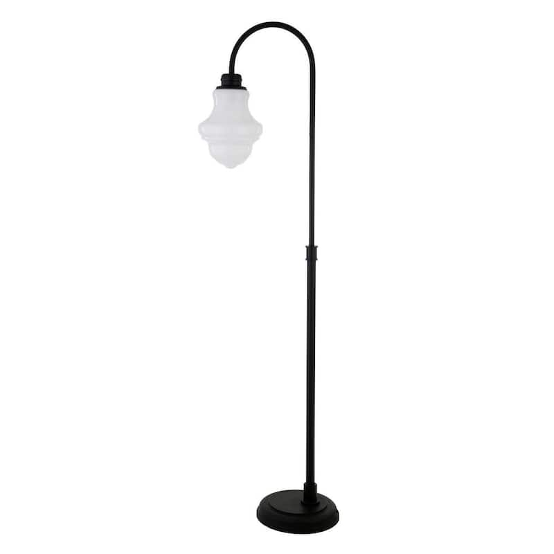 Sara 70 in. Blackened Bronze Floor Lamp with White Milk Glass Shade