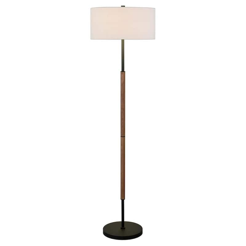 Simone 61 .5 in. Blackened Bronze and Rusitc Oak Floor Lamp