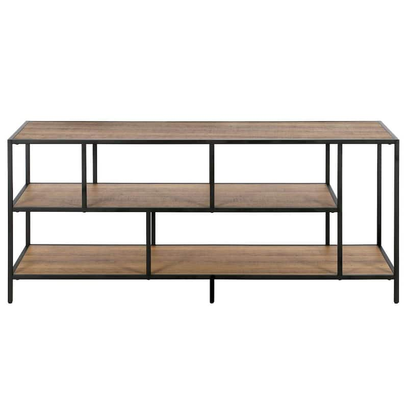 Winthrop 55 in. Blackened Bronze TV Stand Fits TV's up to 60 in. with Rustic Oak Shelves