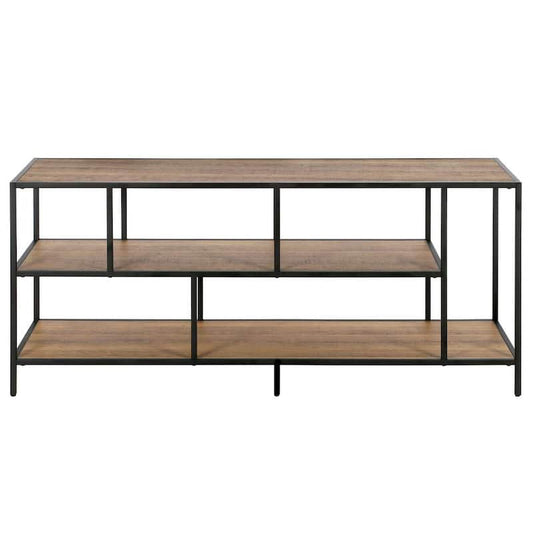 Winthrop 55 in. Blackened Bronze TV Stand Fits TV's up to 60 in. with Rustic Oak Shelves