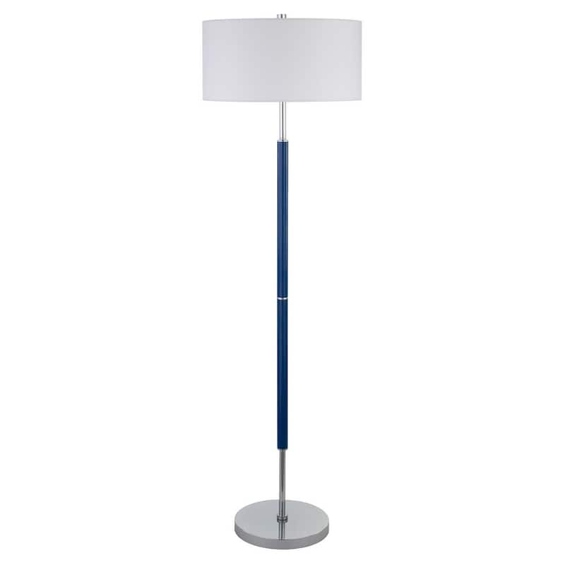 Simone 61. 5 in. Blue and Polished Nickel 2-Bulb Floor Lamp