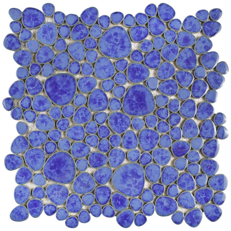 Pebble Blue Cloud 11 in. x 11 in. Porcelain Mosaic Tile (8.6 sq. ft./Case)