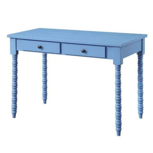 42 in. Blue Wood Rectangular Simple Writing Desk with 2-Drawers