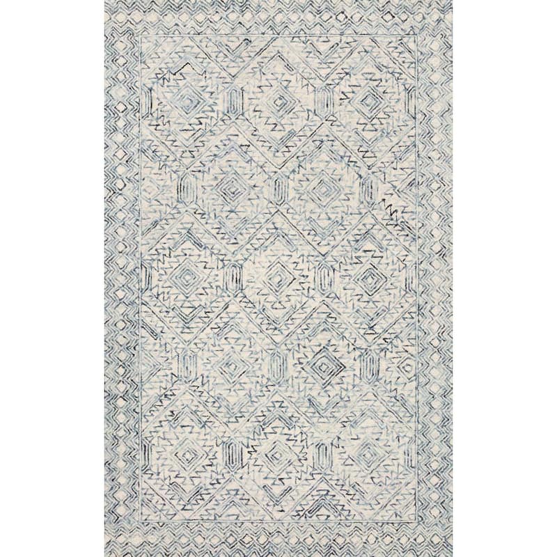 Ziva Bluestone 2 ft. 3 in. x 3 ft. 9 in. Contemporary 100% Wool Pile Area Rug