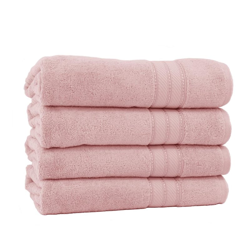 Spunloft 4-Piece Blush Solid Cotton Bath Towel Set