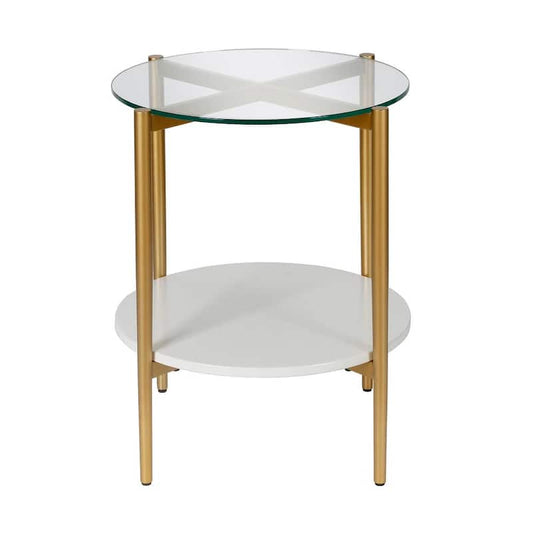 Otto Brass With White Lacquer Shelf Side Table