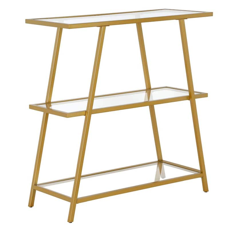 Yair 36 in. Brass 3-Shelf Standard Bookcase