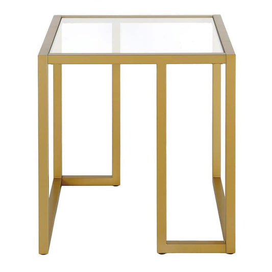 Oscar 20 in. Brass Glass Square Side Table