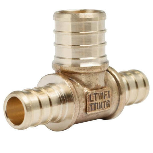 1/2 in. x 1/2 in. x 3/4 in. Brass PEX Barb Reducing Tee Fittings (25-Pack)