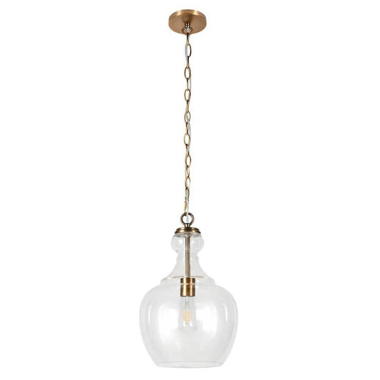 Verona 1-Light Brass Pendant with Clear Glass Shade