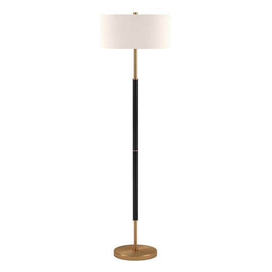 Simone 61.5 in. Matte Black and Brass Floor Lamp